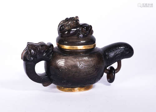 A Carved Smoky Quartz Ewer