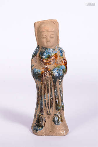 A Sancai Glazed Pottery Standing Figure