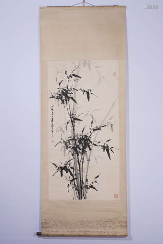 A Chinese Painting Hand-scroll of Ink Bamboo