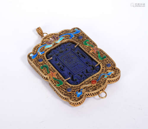 A Silver Gilt Lapis Abstinence Plaque