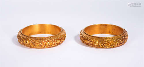 Pair Gilt-bronze Bangles