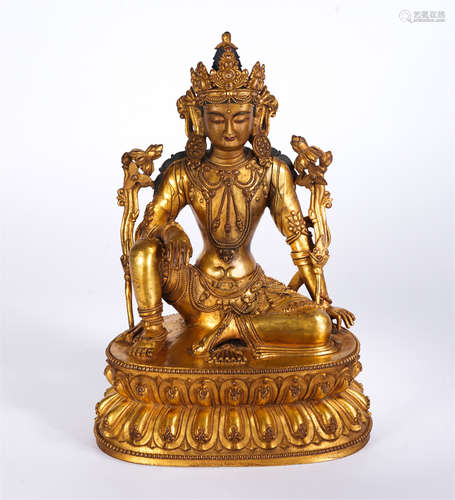 A Gilt-bronze Seated Manjusri