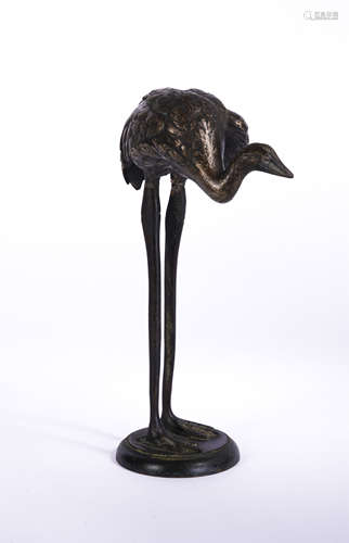 A Bronze Crane Shaped Paper Weight