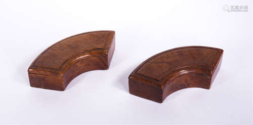 Pair Carved Wooden Boxes