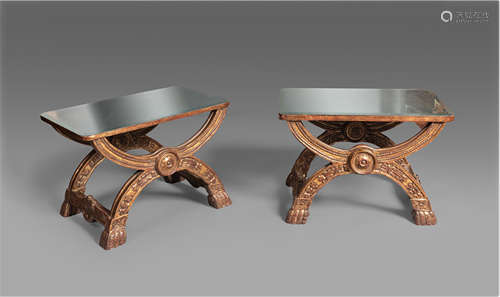 Two Neoclassical Style Engraved Side-tables