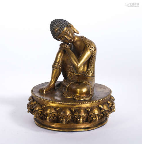 A Gilt-bronze Seated Shakyamuni