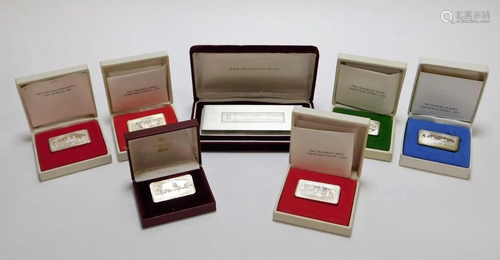 7PC Franklin Mint Holiday Sterling Silver Ingots