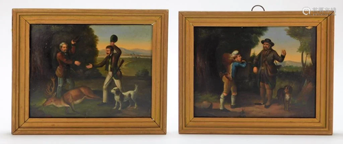 PR 19C American Folk Art Hunting Paintings