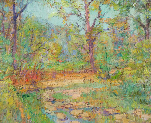 Attr. Ernest Lawson Forest Landscape Painting