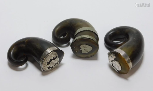 3PC 18C European Snuff Mull Horns