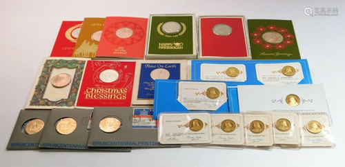 21PC Franklin Mint 24K Gold Plated Coins & Others