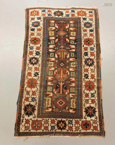 Antique Geometric Kazak Carpet