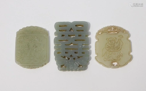 3PC Chinese Qing Dynasty Carved Jade Medallions