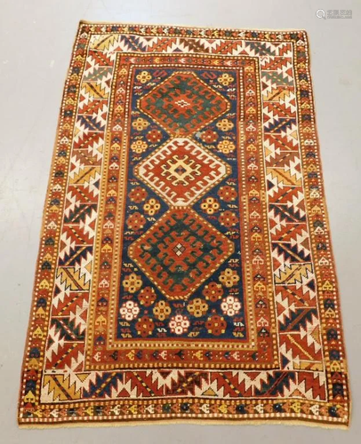 Antique Geometric Kazak Carpet