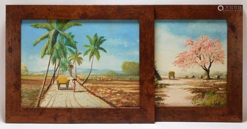 2PC N. A. David Indian Landscape Paintings