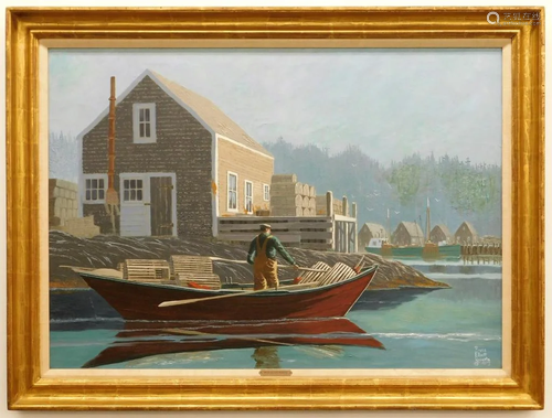 Bruce Elliot Roberts Impressionist Harbor Painting