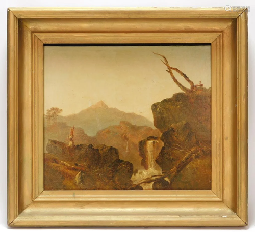 Hudson River School Waterfall Landscape Painting