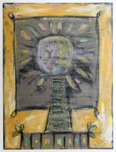 Norman Laliberte Abstract Figure Pastel Drawing