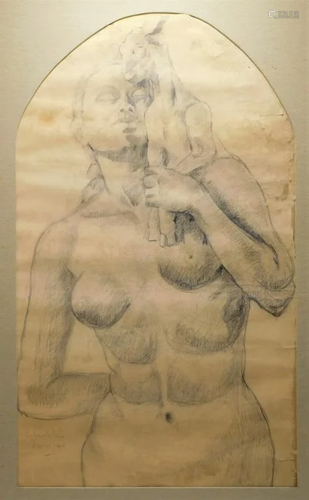 Jehangir Sabavala Nude Figure Drawing