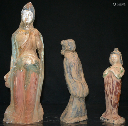 Group Figurine of Guanyin & Handmaid of Han-Tang Statue