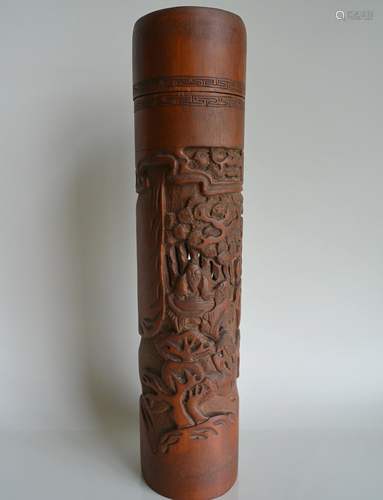 19th.C. Bamboo Wood Openwork Carving Cartridge