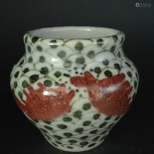 Chinese porcelain pot Blue and White Copper Red Fish