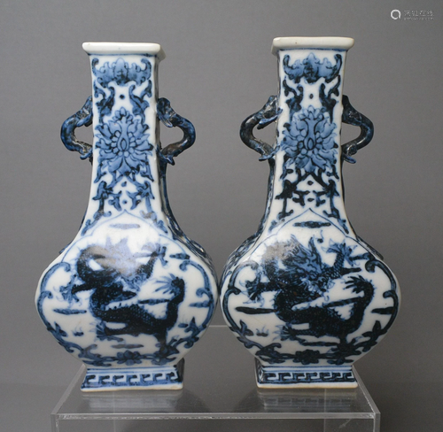 Porcelain, Pair Of DAOGUANG Period B/W Porcelain Vase