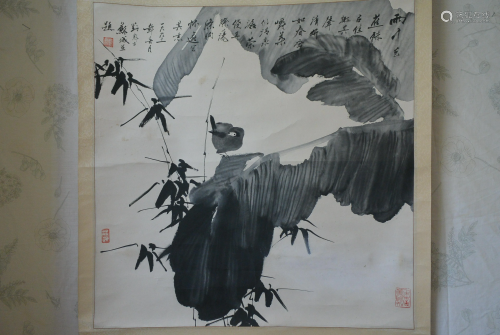 Liu biao banana bamboo The sparrow Painting: ink on pap