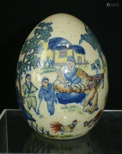 Qing dynasty porcelain Dou-Cai color mother and son