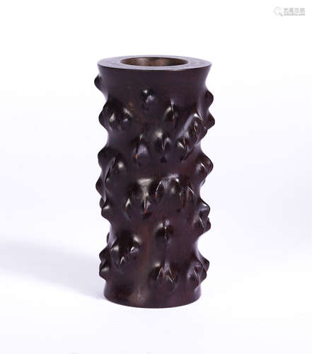 A Rosewood Natural-form Brushpot