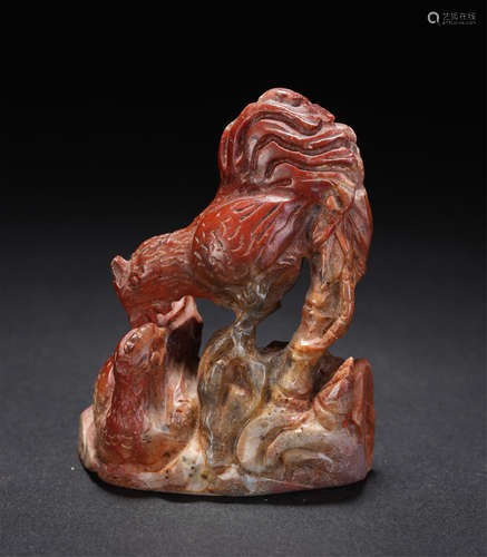 A Carved Soapstone Rooster