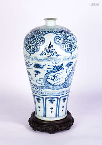 A Blue and White Dragon Meiping