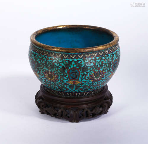 A Cloisonne Enamel Sanskrit Buddhism Bowl