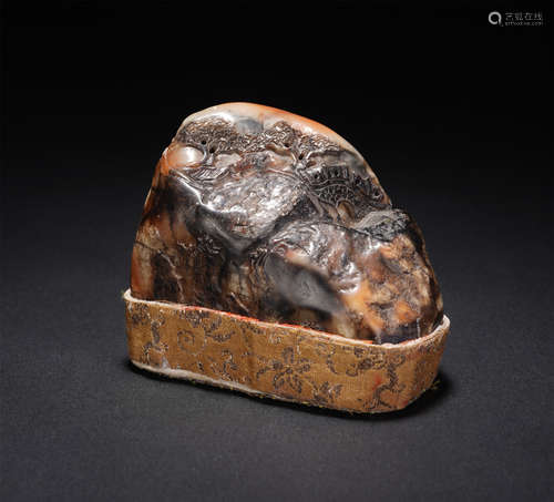 A Carved Shoushan Natural-form Landscape Seal