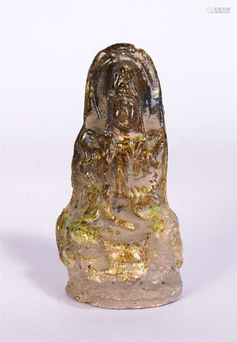 A Sancai Glazed Pottery Seated Guanyin