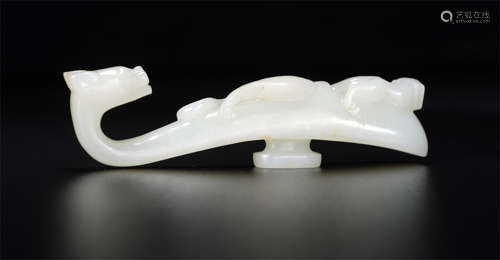 A Carved White Jade Belt-hook