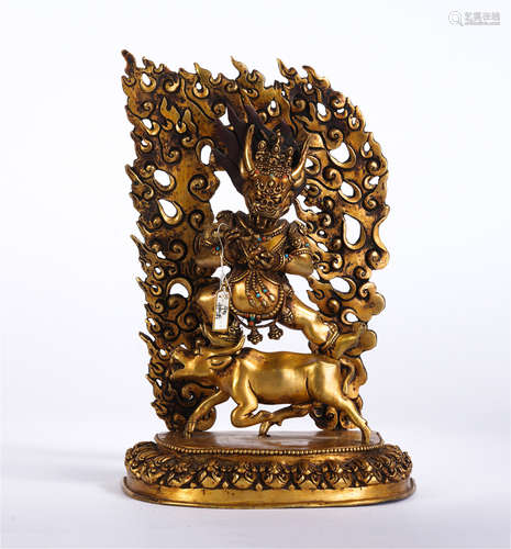 A Gilt-bronze Standing Yamantaka