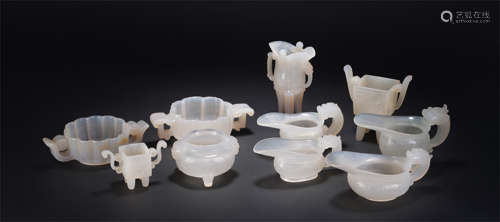 A Group of Carved Agate Wine Vessels