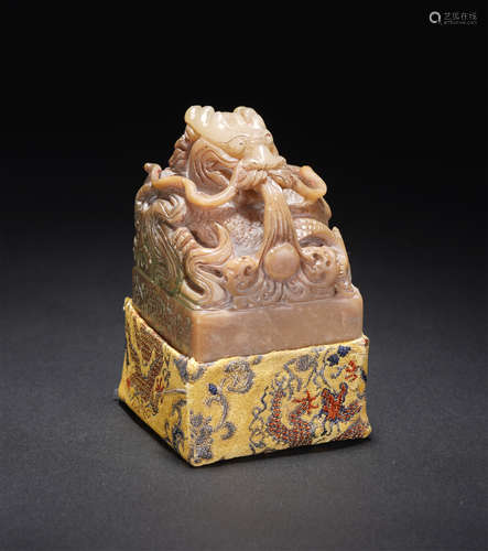 A Carved Soapstone Dragon Seal