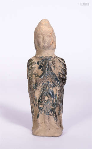 A Sancai Glazed Pottery Standing Buddha