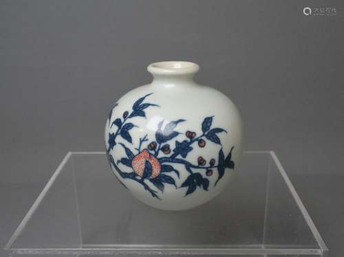 Porcelain, Finely Under glazed Blue and Red Jar