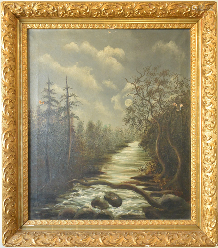 Painting, Vintage Old European-American Landscape Oi