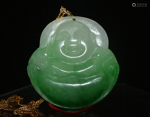 Natural Jade Jadeite Ring Buddha Pendant