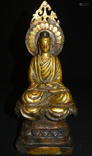 CHINESE ANTIQUE MING-QING DYNASTYS BRONZE BUDDHA