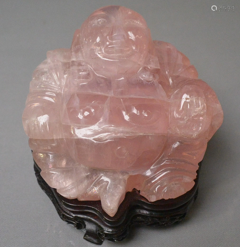 A finely carved rose quartz Mi-Le-Fe decorative article