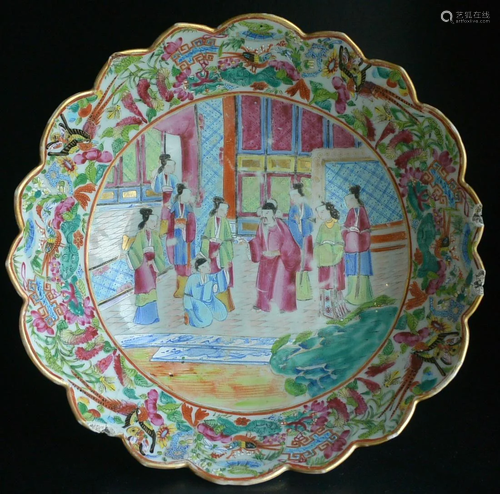 Porcelain,Qing Guangcai open court figures flower plate