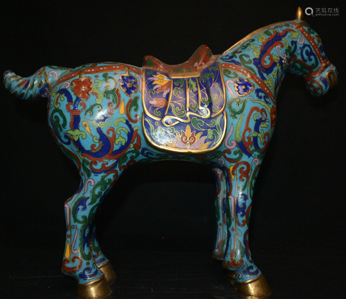 Enamel and Gilt-Bronze Horse Statues