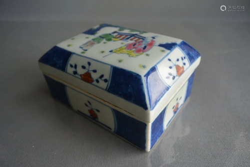 Porcelain, A FINE DOUCAI PORCELAIN INK BOX