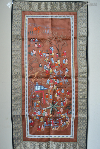 A Finely Chinese Embroidery BAIZITU On Silk