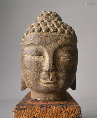 Ancient Buddha head sculpture